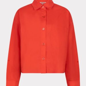 Esqualo Blouse cropped folded cuff